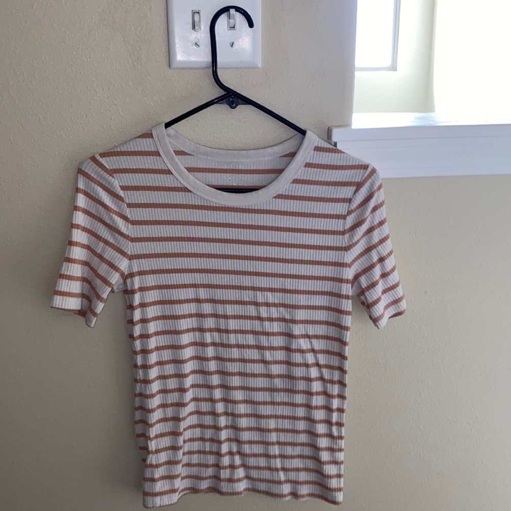 Striped peach and white shirt a new day!